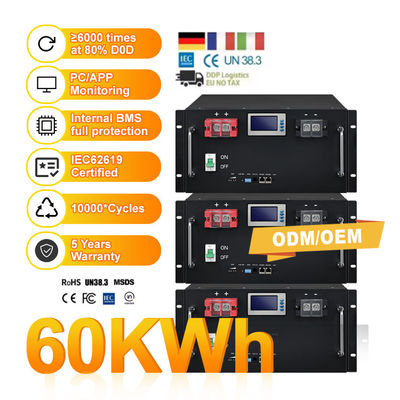 LiFePO4 280Ah 48V ράφης τοποθετημένη μπαταρία λιθίου 14Kwh για ηλιακό σύστημα αποθήκευσης ενέργειας στο σπίτι