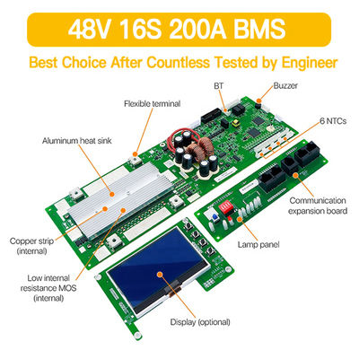 16S 48V Smart BMS για αποθήκευση Ηλιακού Συστήματος 100A 200A LiFePO4 Σύστημα Διαχείρισης μπαταρίας