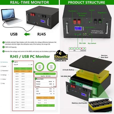 OEM 51.2V 15Kwh Ηλιακός μετατροπέας LFP4 LiFePO4 μπαταρία 48V 300Ah για παράλληλο Max 32 παράλληλο