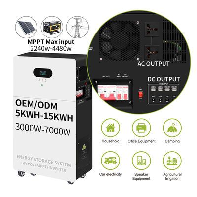 Τράπεζα σταθμού ηλεκτρικής ενέργειας All In One Inverter Υβριδικό εκτός δικτύου AC 5kw 10kw 15kw 20kw Ηλιακό σύστημα μπαταρίας αποθήκευσης ενέργειας Λιθίου LiFePO4